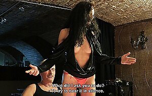 Hot Brunette Woman Getting Stripped And Bdsm, Bondage